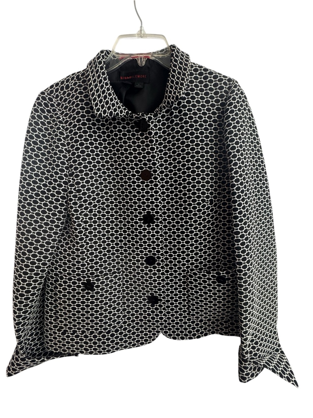 Nina Mclemore Jacquard Diamond Car Jacket Blazer Size 6